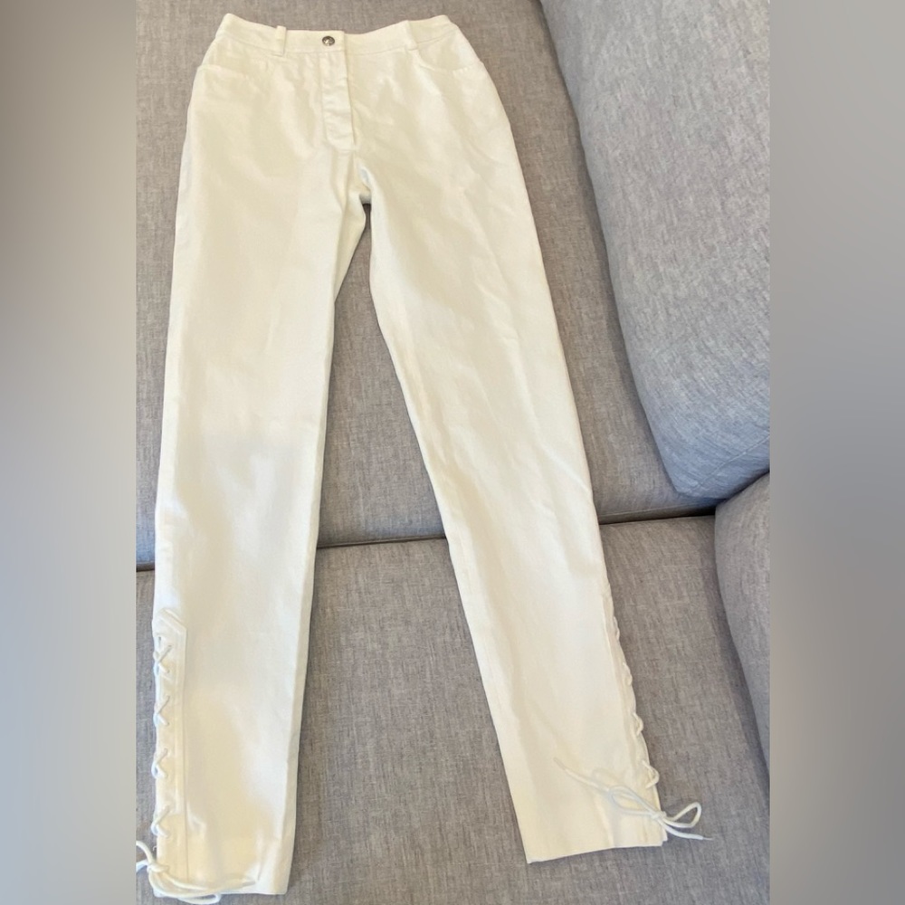 Vintage Chanel White Jeans The 1997 Cruise Collection By Karl Lagerfeld Size 2/4 - Picture 2 of 9